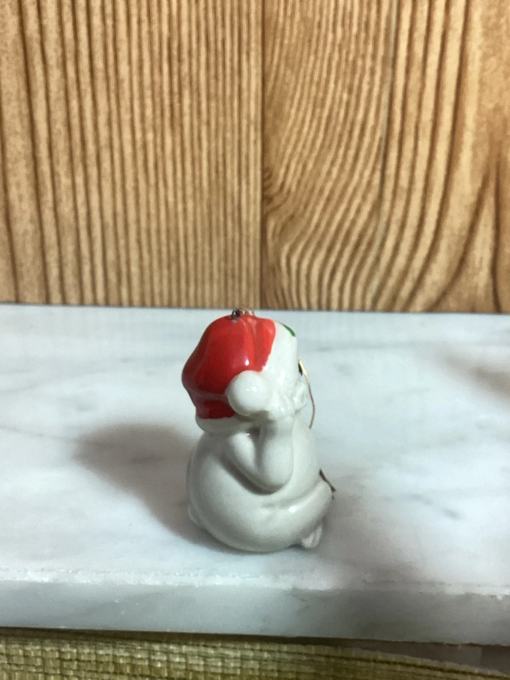 Vintage Fitz & Floyd White Ceramic Pig Ornament with Red Christmas Hat